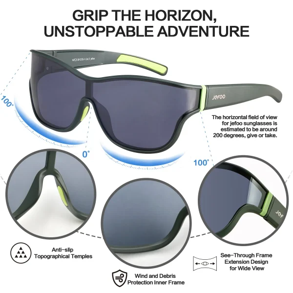 Oversized One-Lens Driving Sunglasses · Matcha JF269 - Image 4