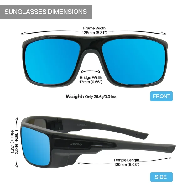 No Slip Rectangular Fishing Sunglasses · Blue Seafarer JF229 - Image 3