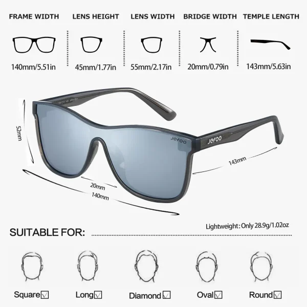 Oversized One-Lens Sunglasses · Dynasty Silver JF189 - Image 3