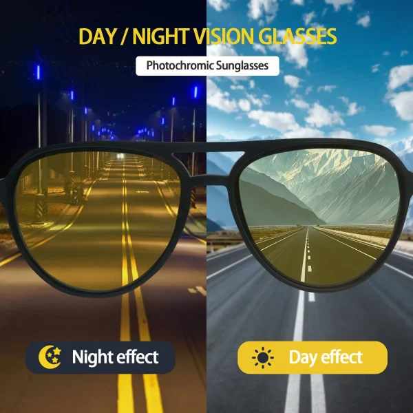 Photochromic Aviator Night Vision Glasses · Midnight City JF119 - Image 4
