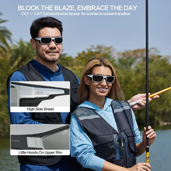Photochromic Polarized Fishing Sunglasses · White Sailor JF229 - Image 2