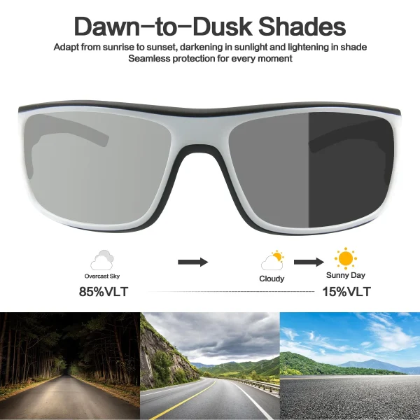 Photochromic Polarized Fishing Sunglasses · White Sailor JF229 - Image 3