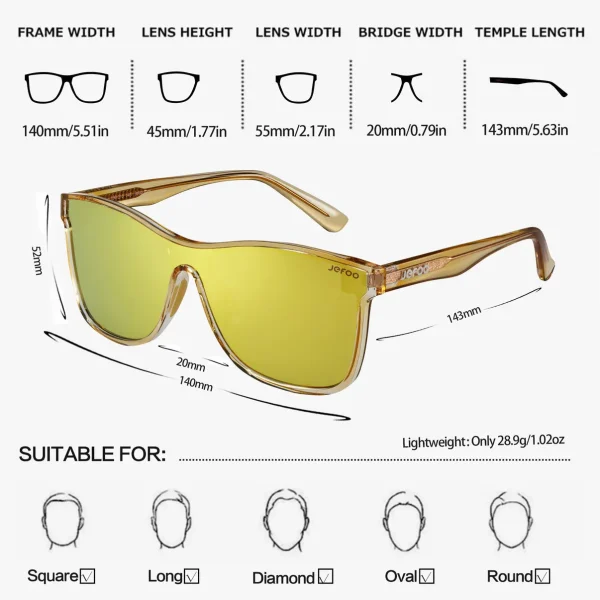 Polarized One-Lens Sunglasses · Sunglow Golden JF189 - Image 3
