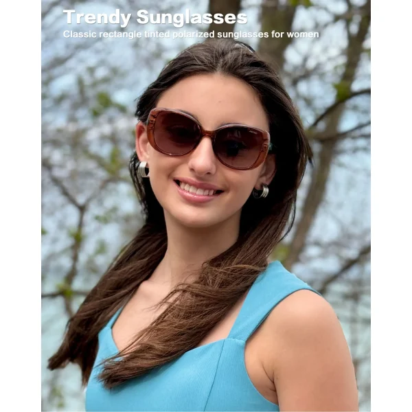 Trendy Square Sunglasses · Gradient Brown JF179 - Image 7