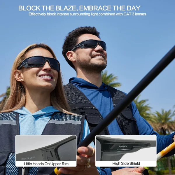 Wraparound Polarized Fishing Sunglasses · Noir Angler JF229 - Image 2