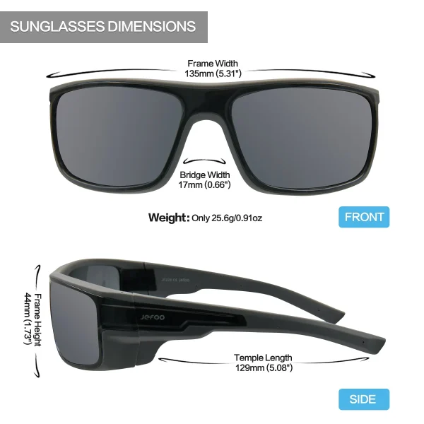 Wraparound Polarized Fishing Sunglasses · Noir Angler JF229 - Image 5