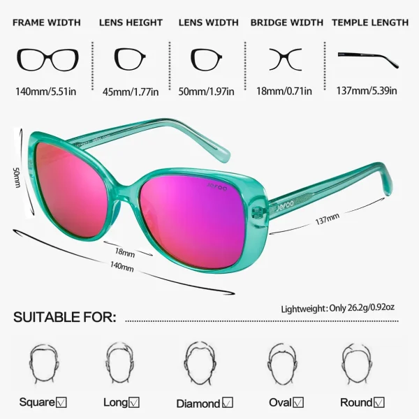 Sports Square Sunglasses · Crystal Mint JF179 - Image 3