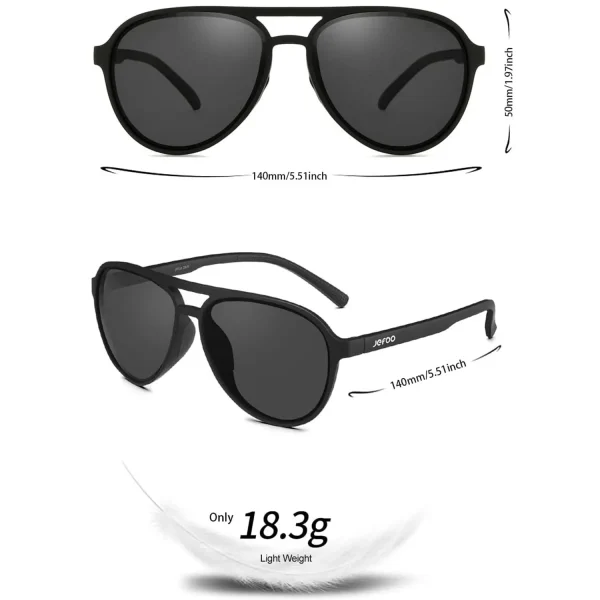 Sports Aviator Sunglasses · Black JF119 - Image 3
