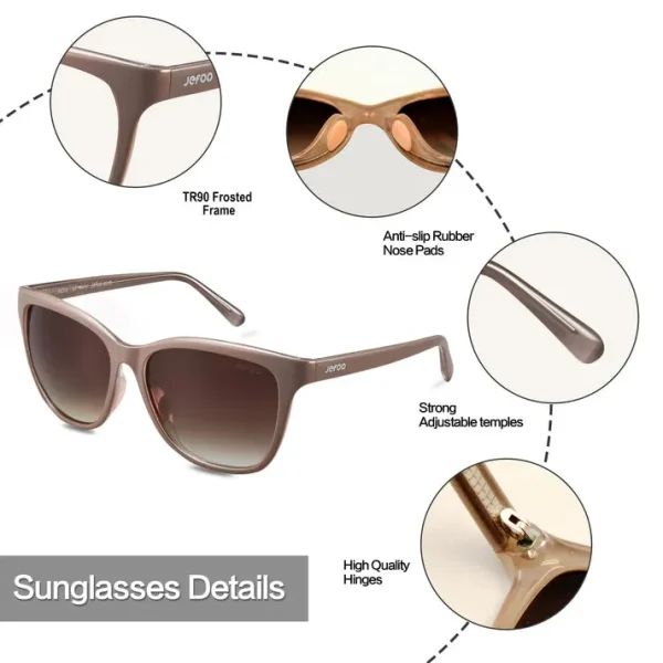 Trendy Cat Eye Sunglasses · Apricot Gray JF169 - Image 3