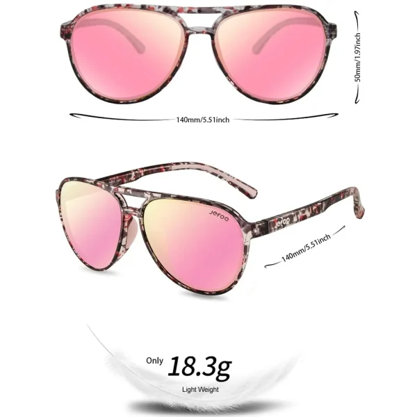 Unique Aviator Sunglasses · Pink Agate JF119 - Image 3