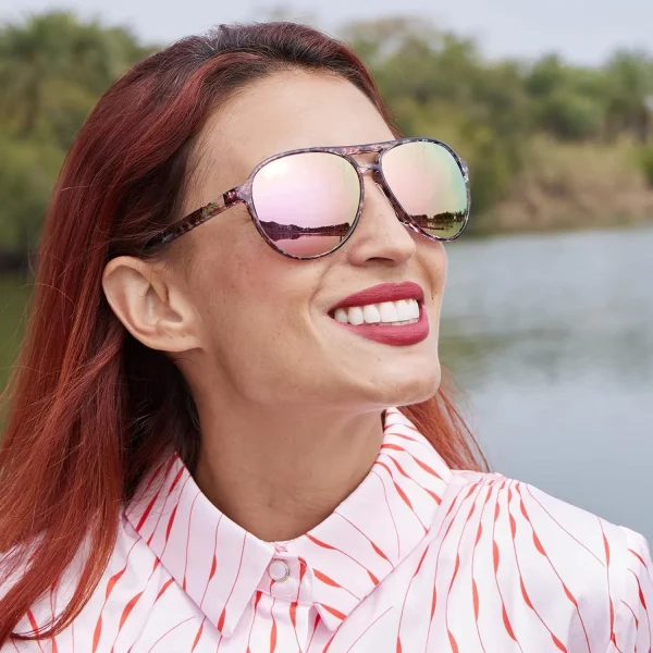 Unique Aviator Sunglasses · Pink Agate JF119 - Image 2