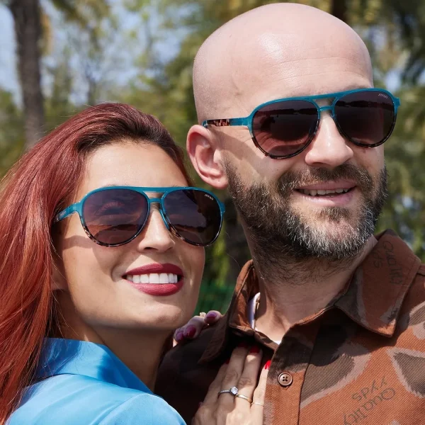 Vintage Aviator Sunglasses · Blue Agate JF119 - Image 2