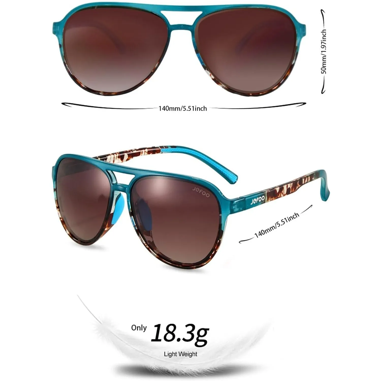 Vintage Aviator Sunglasses · Blue Agate JF119 - Image 3
