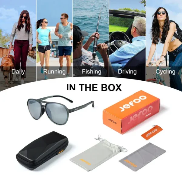 Aviator Sunglasses For Men · Tech Silver JF119 - Image 6