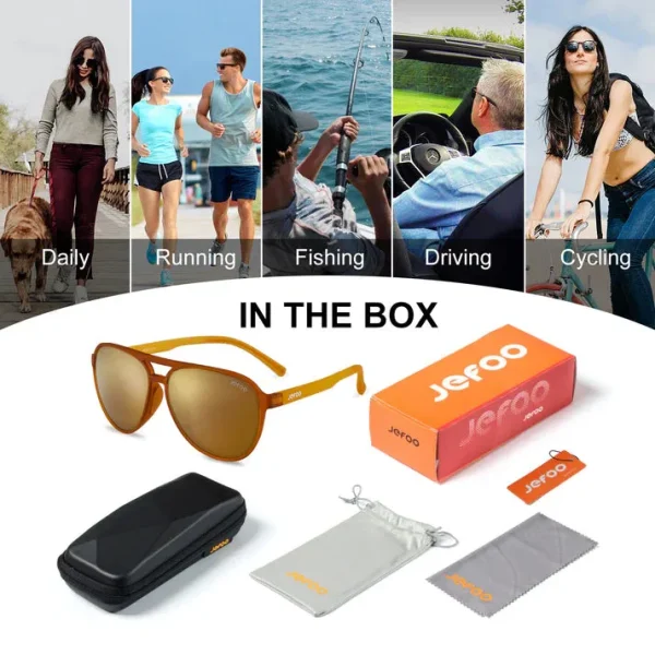 Fashionable Aviator Sunglasses · Yellow Amber JF119 - Image 7