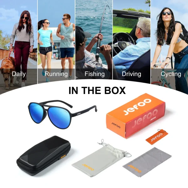 Fishing Aviator Sunglasses · Ice Blue JF119 - Image 6