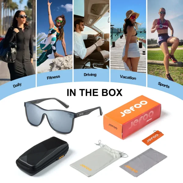 Oversized One-Lens Sunglasses · Dynasty Silver JF189 - Image 7