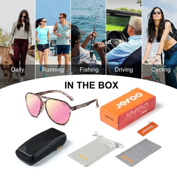 Unique Aviator Sunglasses · Pink Agate JF119 - Image 7